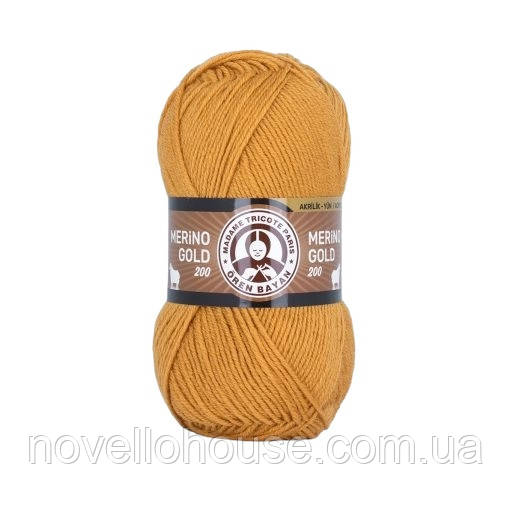 Madame Tricote Paris MERINO GOLD 200 (Меріно Голд 200) № 115 кемел (Пряжа напіввовна, нитки для в'язання)