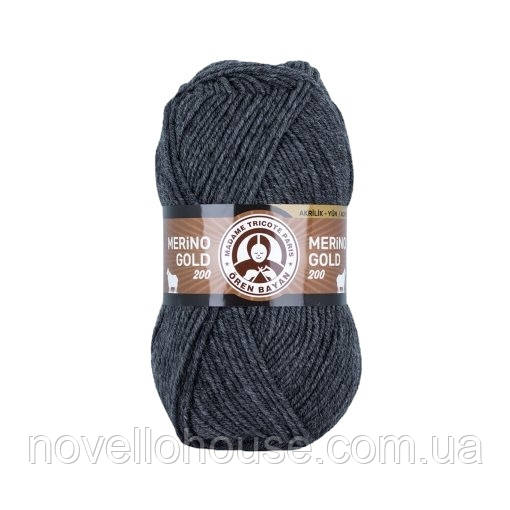 Madame Tricote Paris MERINO GOLD 200 (Меріно Голд 200) № 009 темно-сірий (Пряжа напіввовна, нитки для в'язання)