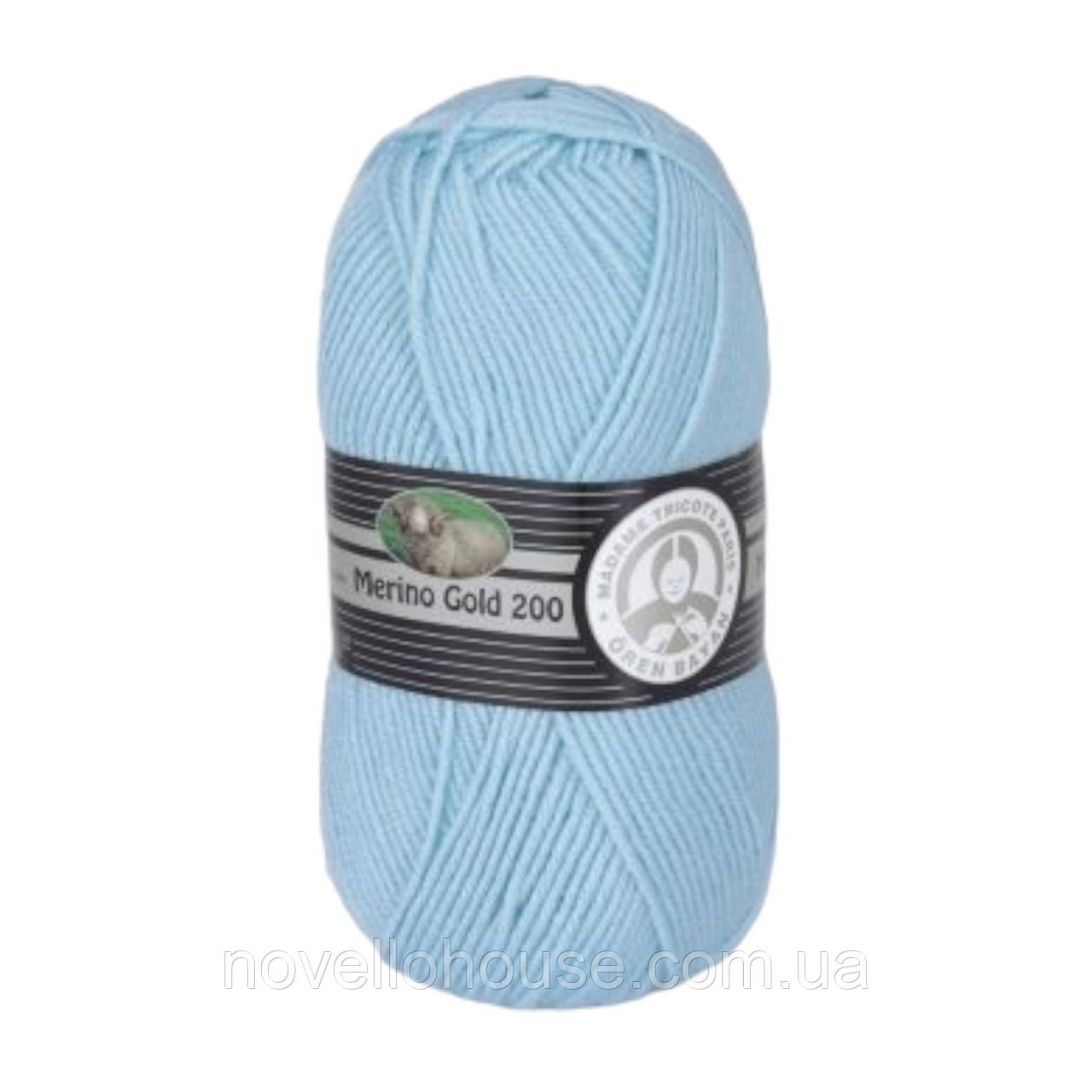 Madame Tricote Paris MERINO GOLD 200 (Меріно Голд 200) № 011 блакитний (Пряжа напіввовна, нитки для в'язання)