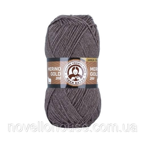 Madame Tricote Paris MERINO GOLD 200 (Меріно Голд 200) № 014 мокко (Пряжа напіввовна, нитки для в'язання)