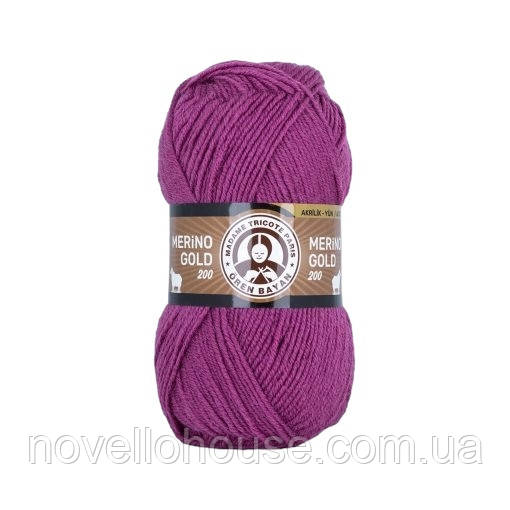 Madame Tricote Paris MERINO GOLD 200 (Меріно Голд 200) № 051 фуксія (Пряжа напіввовна, нитки для в'язання)