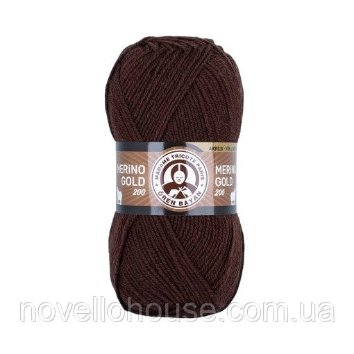 Madame Tricote Paris MERINO GOLD 200 (Меріно Голд 200) № 083 коричневий (Пряжа напіввовна, нитки для в'язання)