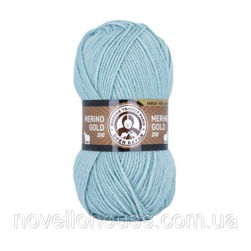 Madame Tricote Paris MERINO GOLD 200 (Меріно Голд 200) № 135 лазурний (Пряжа напіввовна, нитки для в'язання)