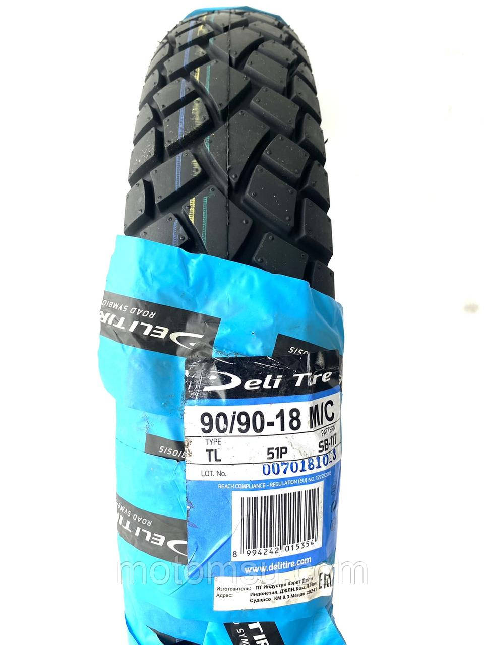 Покришка безкамерна 90/90-18 DELI TIRE Індонезія., фото 1