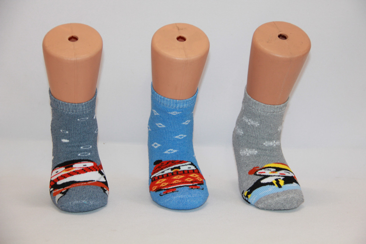 Дитячі шкарпетки махрові для малюків п/е НЛ 14-16 к-6 пінгвіни, фото 1