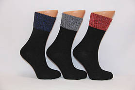 Жіночі шкарпетки вовняні з люрексовою гумкою НЛ 36-40 чорний