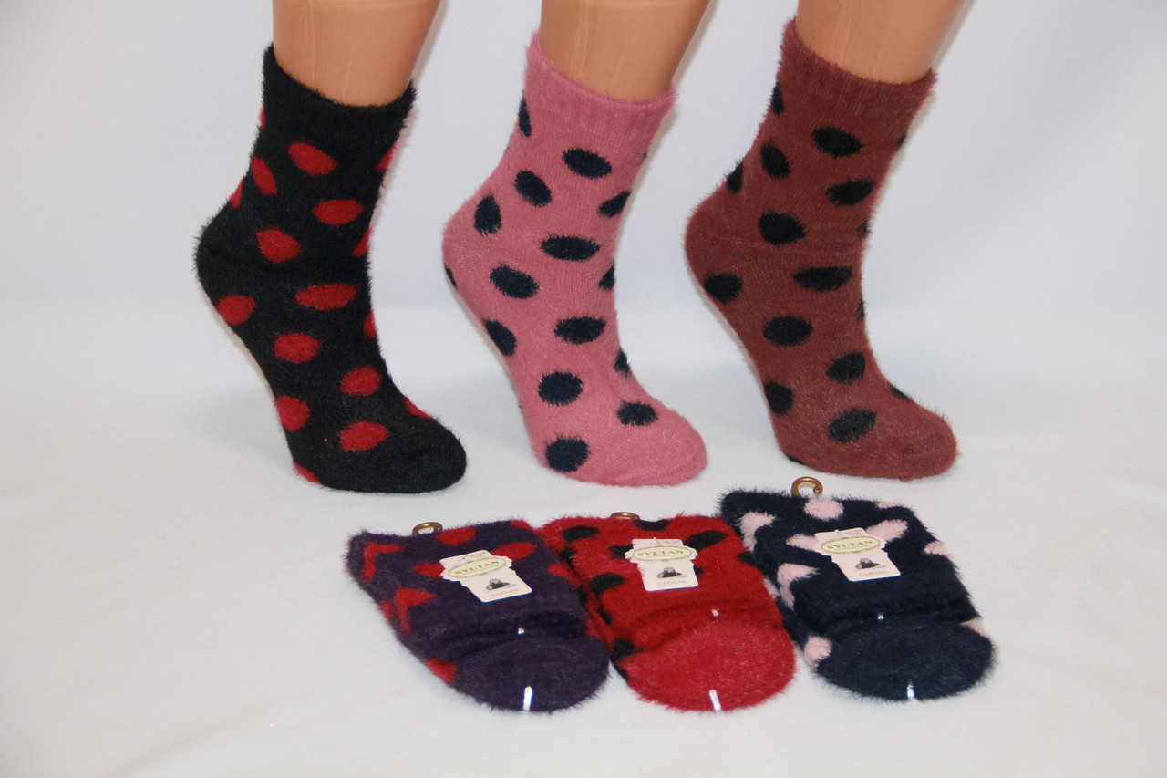 Жіночі шкарпетки високі з шерсті соболя SYLTAN 1208-1 37-41 асорті гороху, фото 1