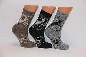Жіночі шкарпетки вовняні з махрою SL олені