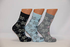 Жіночі шкарпетки вовняні з махрою SL сніжинка