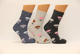 Жіночі шкарпетки вовняні з махрою SL горохи