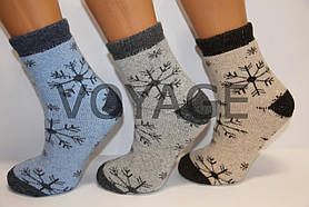 Жіночі шкарпетки вовняні з махрою НЛ vip великі сніжинки