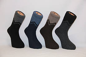 Чоловічі шкарпетки вовняні високі з махрою Кардешлер комбіновані зигзаг