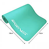Килимок (мат) спортивний SportVida NBR 180 x 60 x 1 см для йоги та фітнесу SV-HK0067 Mint, фото 6