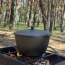 Казан туристичний КТ-10 чавунний з кришкою 10 л, фото 5