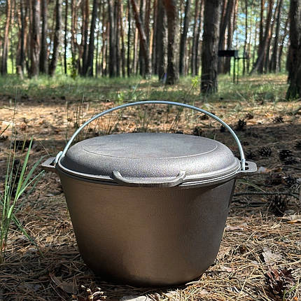 Казан туристичний КТ-10КС чавунний з кришкою-сковородою 10 л, фото 1
