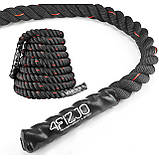 Канат тренувальний 4FIZJO Battle Rope 15 м для кросфіту Black (P-5907739312266), фото 3