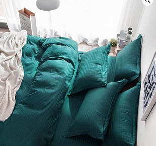 Морська хвиля Страйп - Сатин - Євро комплект постільної білизни