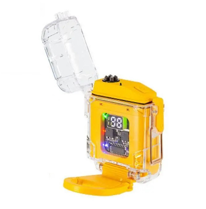 Портативний LED ліхтарик RIAS D52-2-COB акумуляторний з дисплеєм та запальничкою Type-C Yellow (3_05277), фото 1