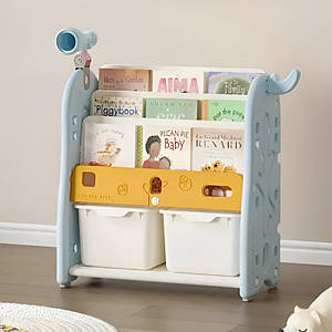 Книжкова полиця Lumpurini Niko Montessori M з двома контейнерами. Органайзер для іграшок і книжок в дитячу кімнату