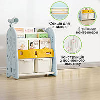 Книжкова полиця Lumpurini Niko Montessori M з двома контейнерами. Органайзер для іграшок і книжок в дитячу кімнату, фото 5