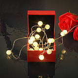 Гірлянда від USB живлення Crystal Balls 20 Led 200 см Warm White, фото 3