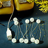 Гірлянда від USB живлення Crystal Balls 20 Led 200 см Warm White, фото 4