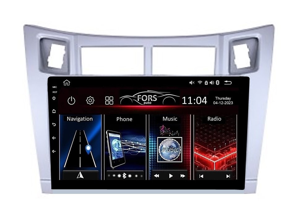 Штатна магнітола FORS.auto FS 1 LITE для Toyota Yaris/Vitz/Platz (1+32Gb, 9", silver) 2005-2011