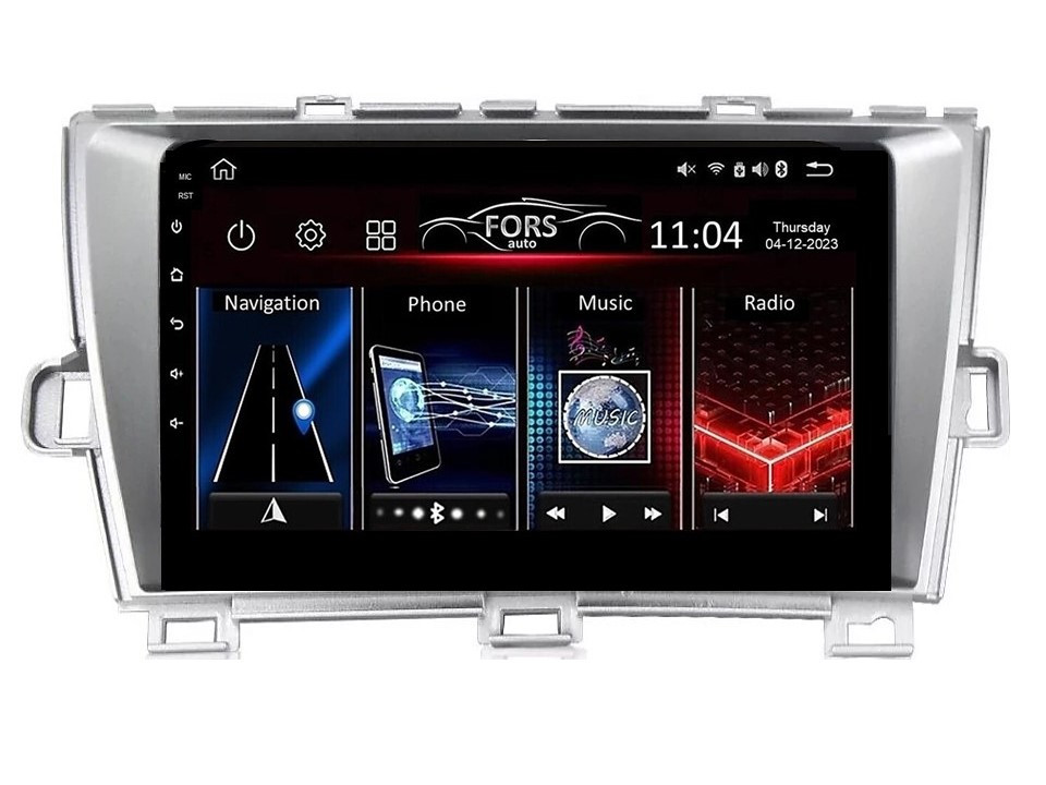 Штатна магнітола FORS.auto FS 1 LITE для Toyota Prius (1+32Gb, 9", silver) 2009-2015