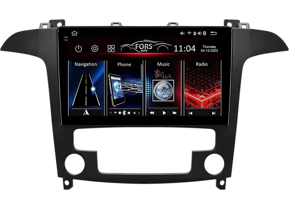 Штатна магнітола FORS.auto FS 4 MAX для Ford S-MAX (4+32Gb, 9", Auto AC) 2006-2015