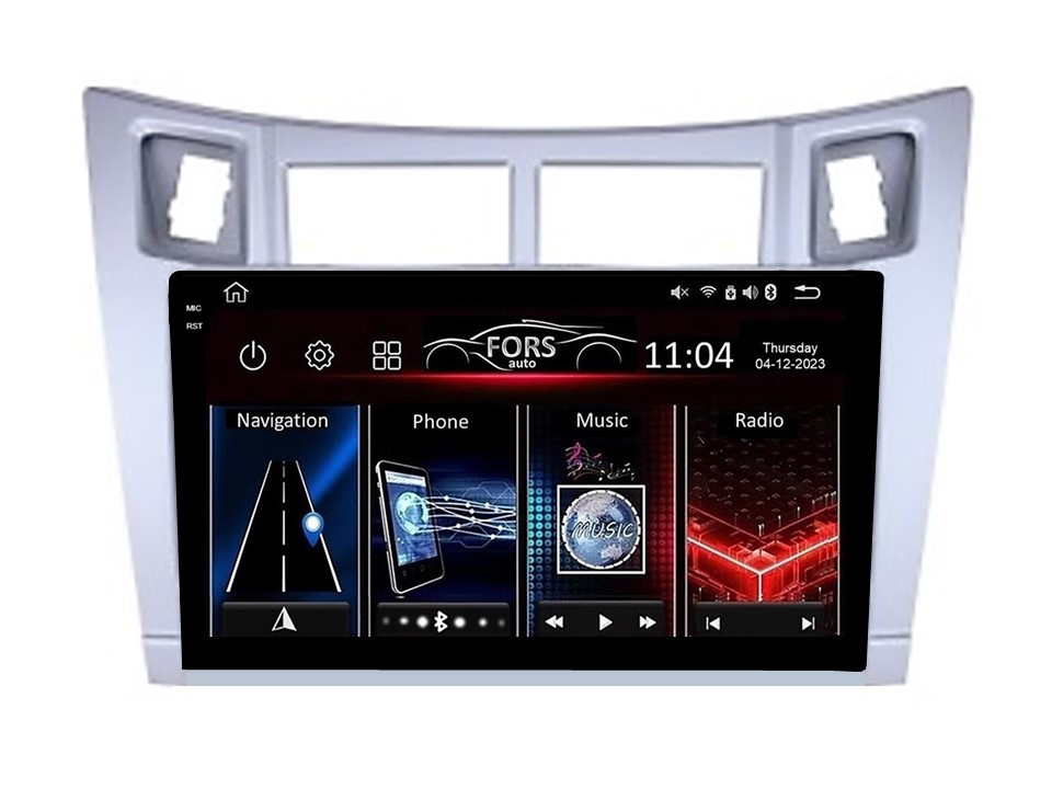 Штатна магнітола FORS.auto FS 2 PRO для Toyota Yaris/Vitz/Platz (2+32Gb, 9", silver) 2005-2011
