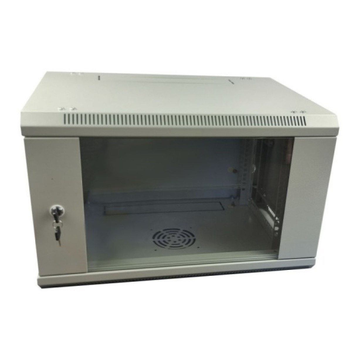 Шафа настінна Wall-Mounted Cabinet DE-19" 12U-600-450, glass door, RAL 7035