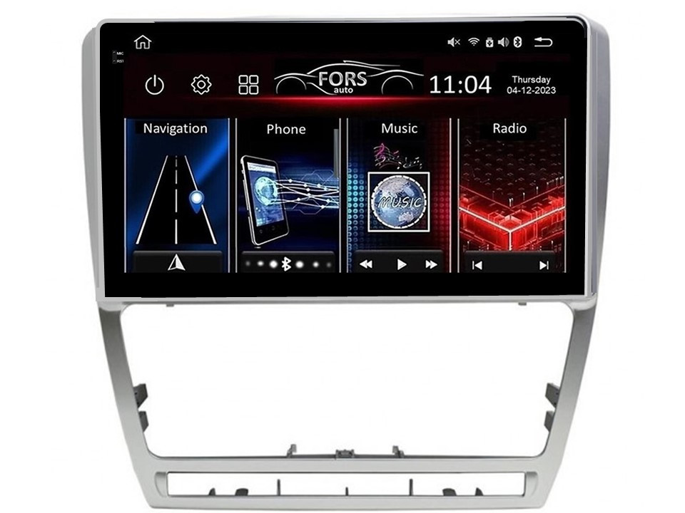 Штатна магнітола FORS.auto FS 2 PRO для Skoda Octavia A5 Sliver (2+32Gb, 10") 2004-2014