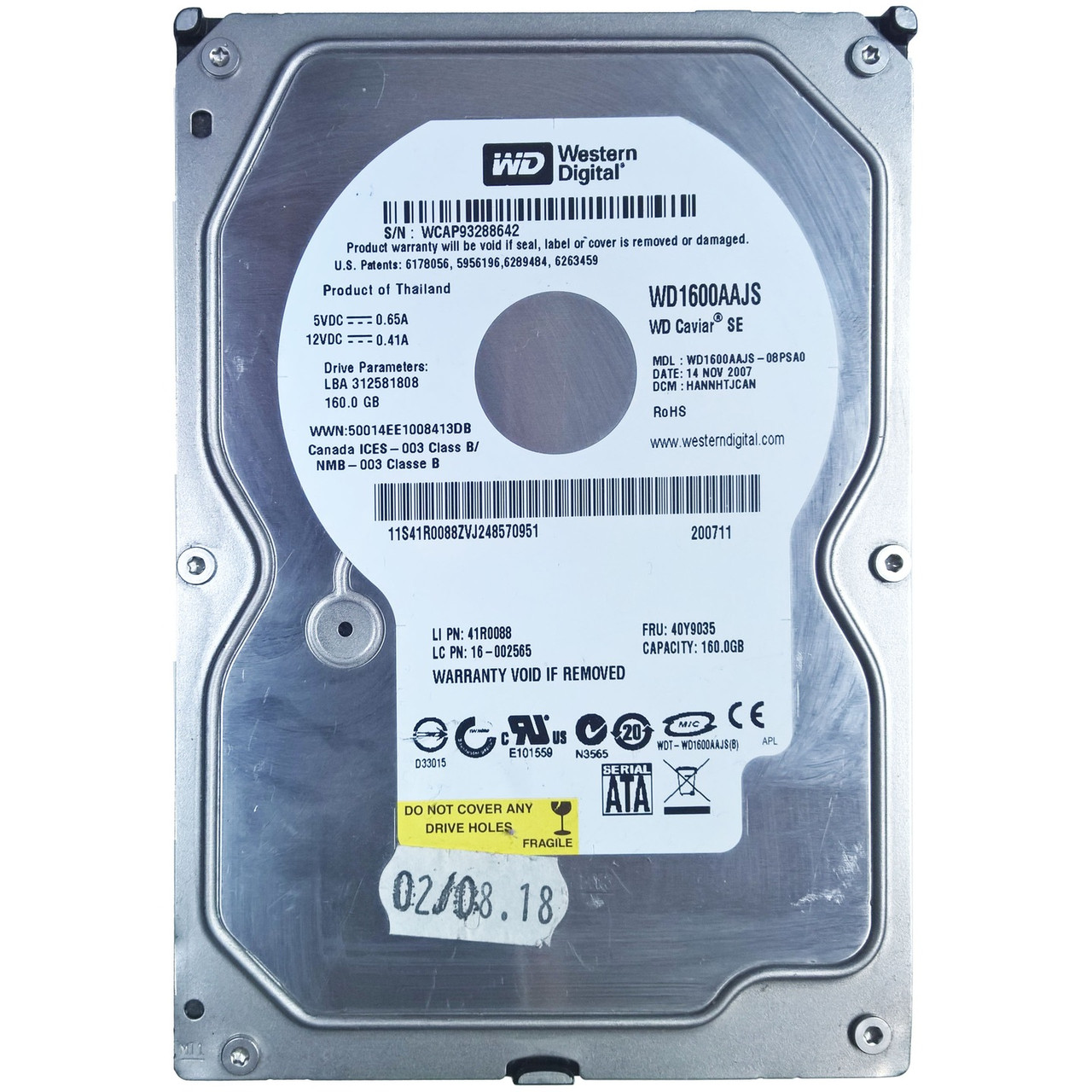 Жорсткий диск Western Digital 160Gb 7200rpm 8MB (WD1600AAJS-08PSA0) 3.5" SATAII БВ, фото 1