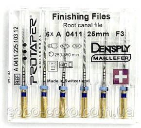 Протейпери машинні уп.6 шт., 25 мм F3 (Protaper), Dentsply Maillefer F3. Оригінал, висока якість!, фото 1