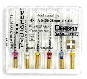 Протейперы машинні уп.6шт, (Protaper), Dentsply Maillefer F1,F2,F3,S1,S2, SX. Оригінал, висока якість!