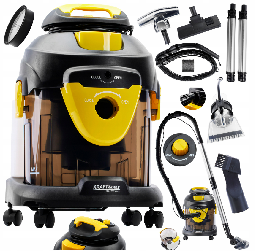 Промисловий пилосос 1400W для вологого та сухого прибирання Kraft&Dele KD481 Польща