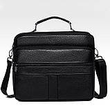 Чоловіча сумка через плече Натуральня шкіра Барсетка Чоловіча шкіряна сумка для документів планшет Чорна, фото 3