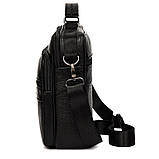 Чоловіча сумка через плече Натуральня шкіра Барсетка Чоловіча шкіряна сумка для документів планшет Чорна, фото 5