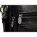 Чоловіча сумка через плече Натуральня шкіра Барсетка Чоловіча шкіряна сумка для документів планшет Чорна, фото 7