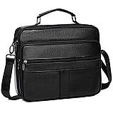 Чоловіча сумка через плече Натуральня шкіра Барсетка Чоловіча шкіряна сумка для документів планшет Чорна, фото 2