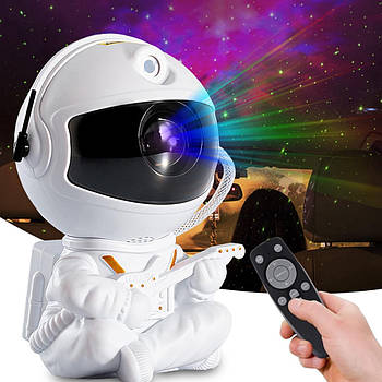 Нічник проектор зоряного неба Космонавт від USB + пульт, Білий / Дитячий нічник космонавт / Дитячий світильник