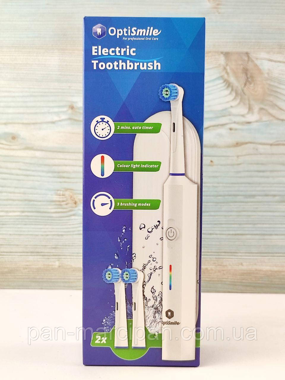 Електрична зубна щітка з двома насадками OptiSmile, фото 1