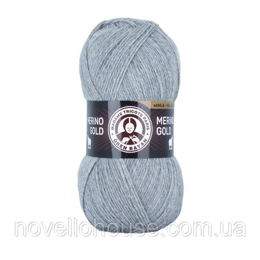 Madame Tricote Paris MERINO GOLD (Мерiно Голд) № 007 світло-сірий (Вовняна пряжа з акрилом, нитки для в'язання)