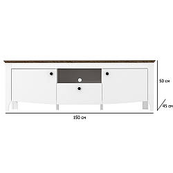 Тумба під плазмовий телевізор Каріна 150 см білий та дуб сонома трюфель на ніжках у вітальню