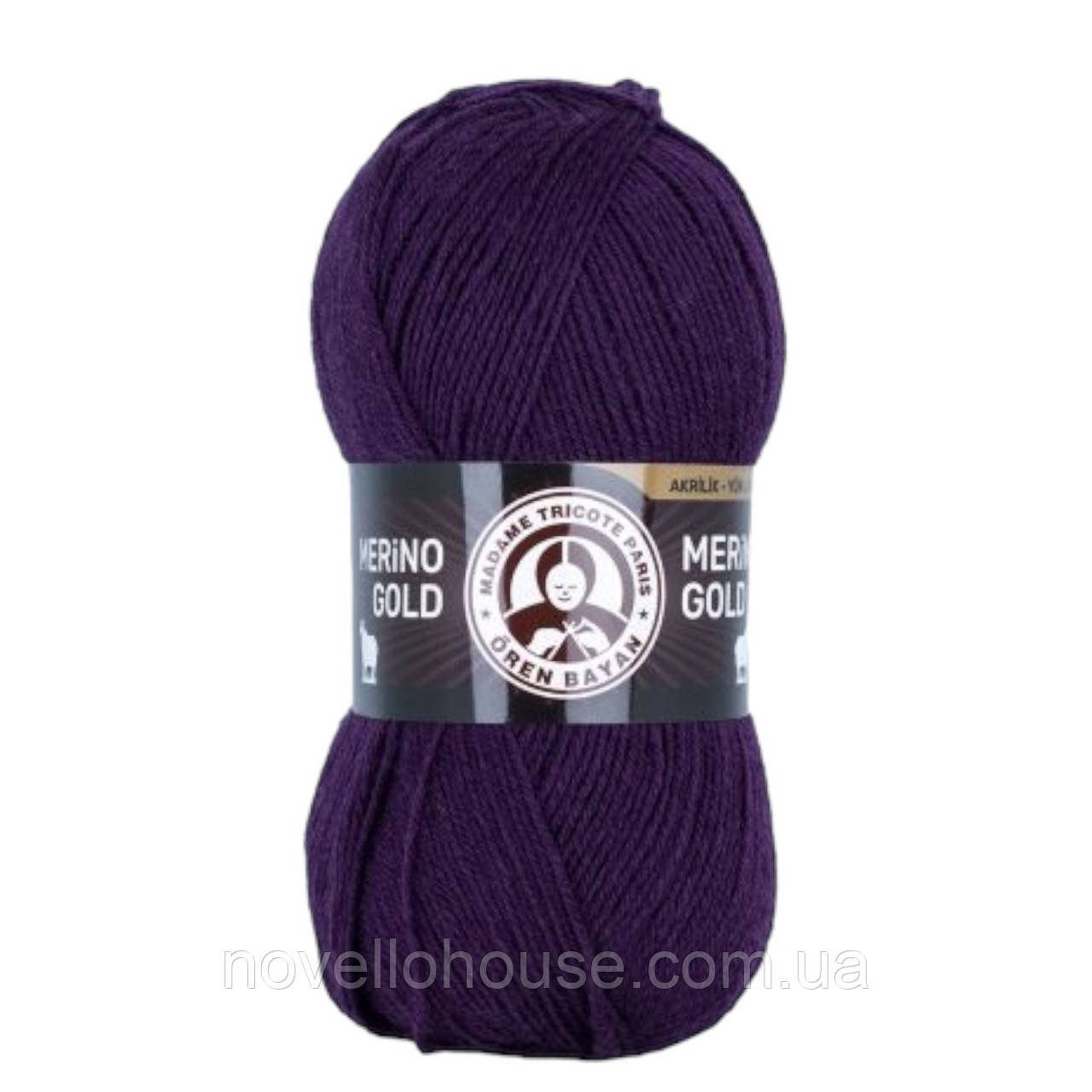 Madame Tricote Paris MERINO GOLD (Мерiно Голд) № 060 фіолетовий (Вовняна пряжа з акрилом, нитки для в'язання)