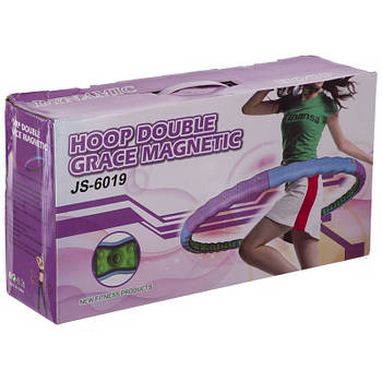 Обруч масажний Хула Хуп SP-Planeta Hula Hoop DOUBLE GRACE MAGNETIC JS-6019 8 секцій бузково-блакитний