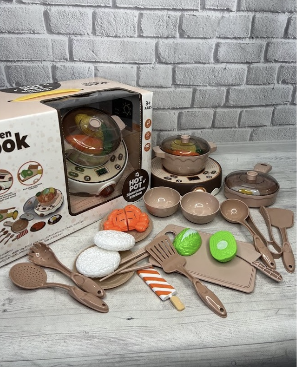 Дитячий іграшковий набір посуду 9941А з плитою, зі світловими і звуковими ефектами, 3+.