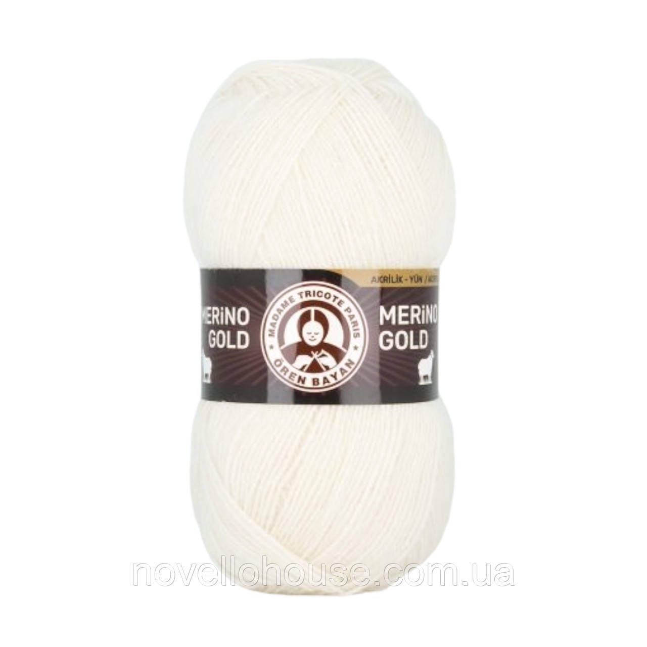 Madame Tricote Paris MERINO GOLD (Мерiно Голд) № 004 молочний (Вовняна пряжа з акрилом, нитки для в'язання)