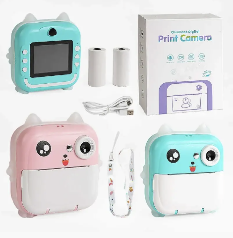 Фотоапарат-принтер C 64270 фото, відео, чорно-білий друк, підтримка TF карти, ігри, кольоровий дисплей., фото 1