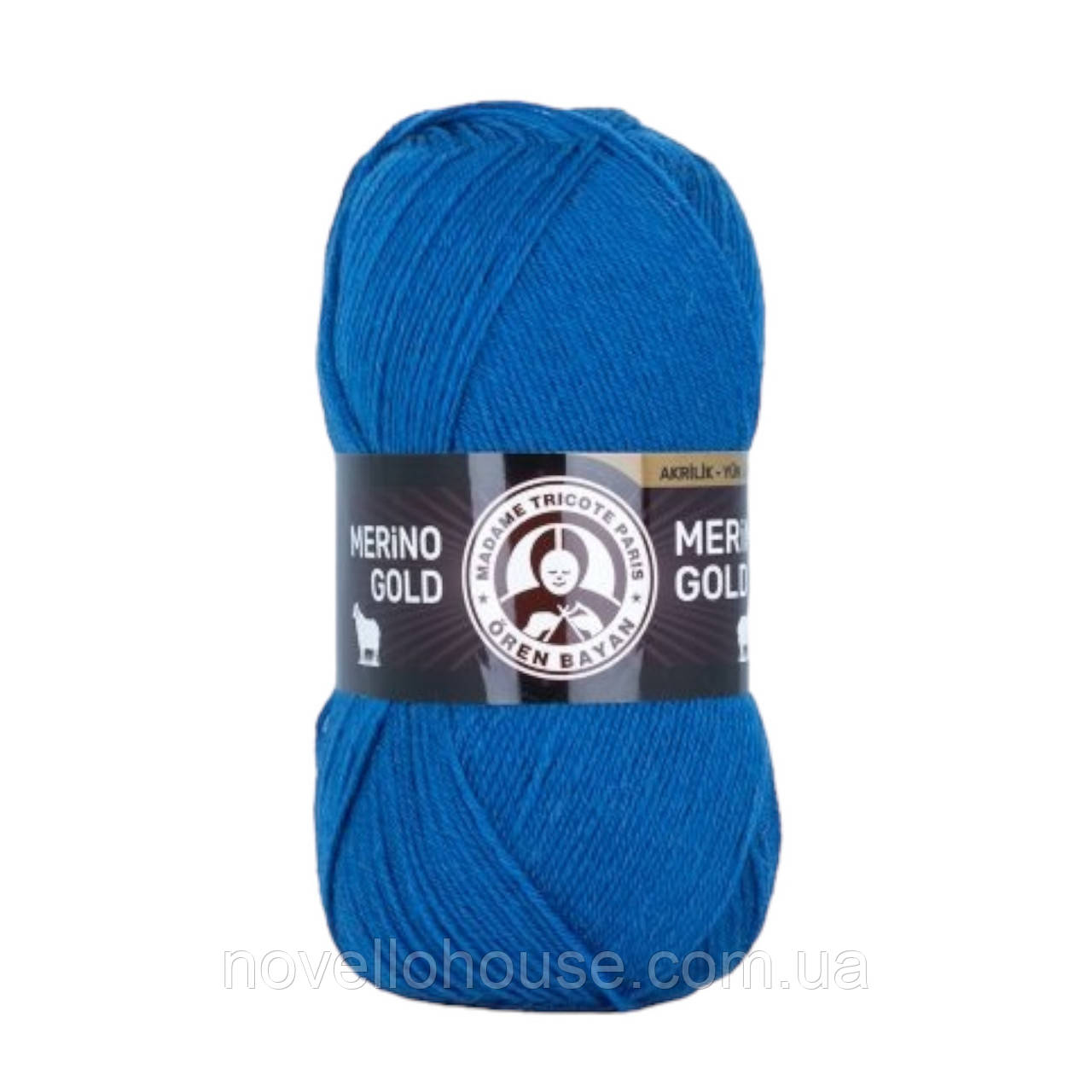 Madame Tricote Paris MERINO GOLD (Мерiно Голд) № 016 електрик (Вовняна пряжа з акрилом, нитки для в'язання)